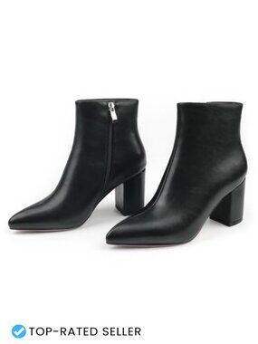 Women's Ankle Boots Chunky Block Heel Pointed Toe Booties